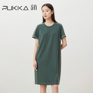 针织连衣裙 软糯高弹撞色拼接圆领短袖 蒲PUKKA 原创春夏新品
