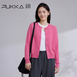显瘦百搭羊毛衫 蒲PUKKA 女修身 绵羊毛针织开衫 外套上衣 秋冬新品