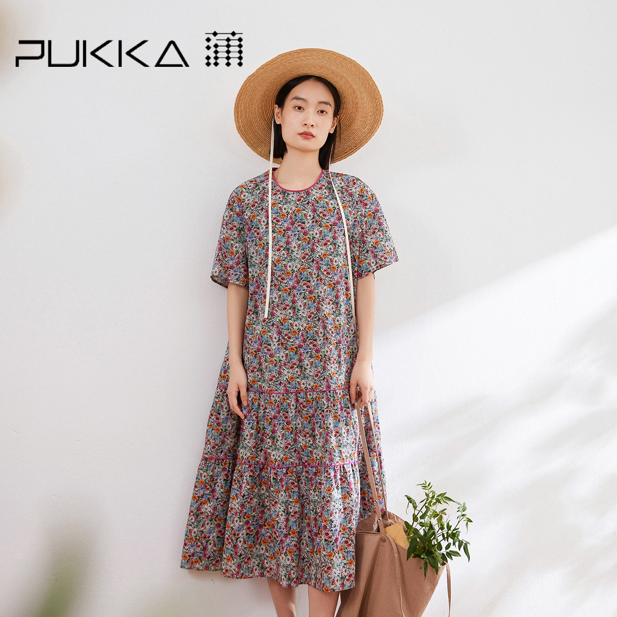 蒲PUKKA法式浪漫纯棉印花连衣裙