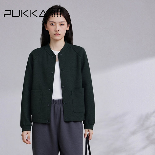蒲PUKKA羊毛呢短款外套女宽松