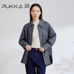 蒲PUKKA 轻薄羽绒服女原创设计秋冬款白鸭绒衬衫领外套