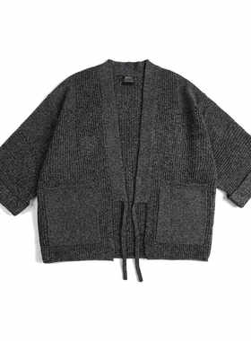 日系复古道袍样式kapital vintage 慵懒廓形宽松情侣开衫毛衣男女