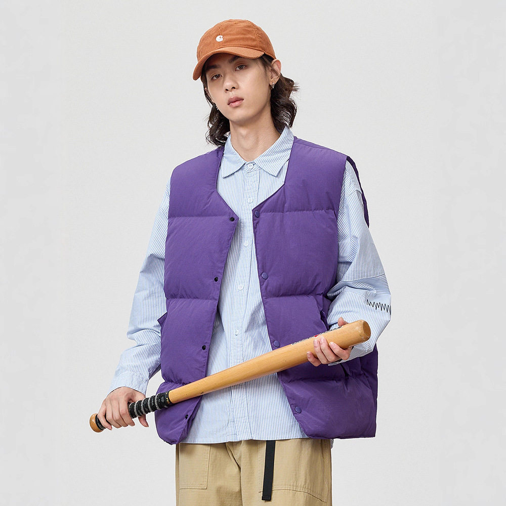 日系户外复古潮牌冬季羽绒马甲情侣款防风保暖情侣款羽绒服背心男