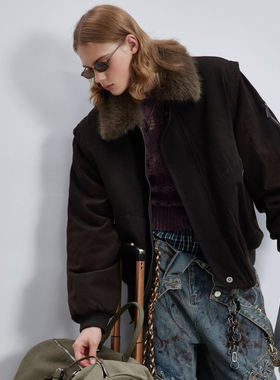 日系STAFFPICK 高街复古毛领设计感工装90白鸭绒羽绒服男女情侣款