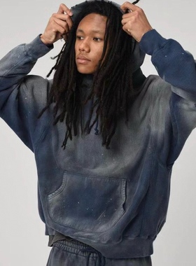 BOWWOW 23AW AGEING HOODIE 重水洗落色破坏复古做旧连帽卫衣卫裤