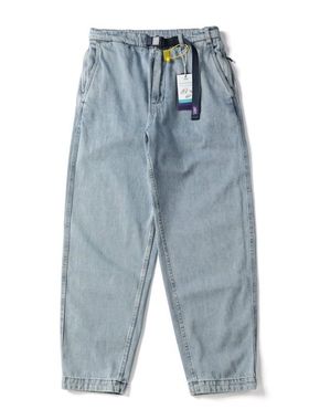 日系复古紫标5363紫标版型宽松锥形牛仔裤男潮牌阔腿浅蓝色牛仔裤