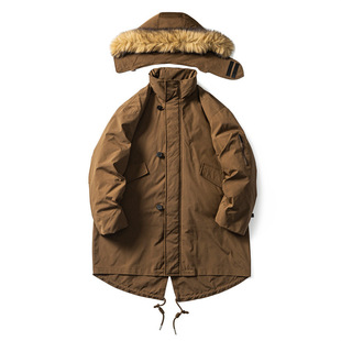 90白鸭绒日系复古阿美咔叽军事风男女宽松中长款 M51派克羽绒服潮