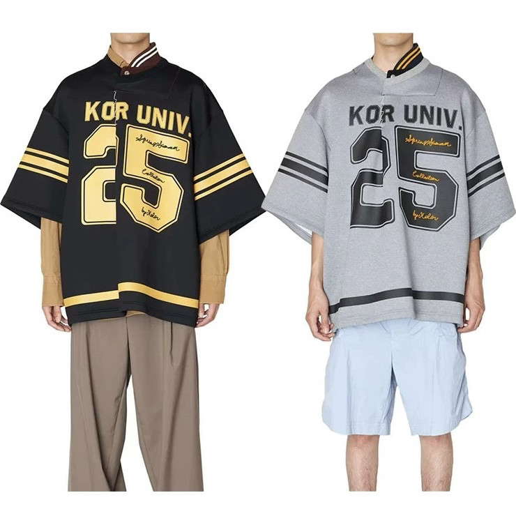 25SS kolor 阿部润一  25SCM-T06203对半拼接廓形男女同款短袖T恤图片