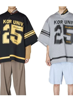 25SS kolor 阿部润一  25SCM-T06203对半拼接廓形男女同款短袖T恤