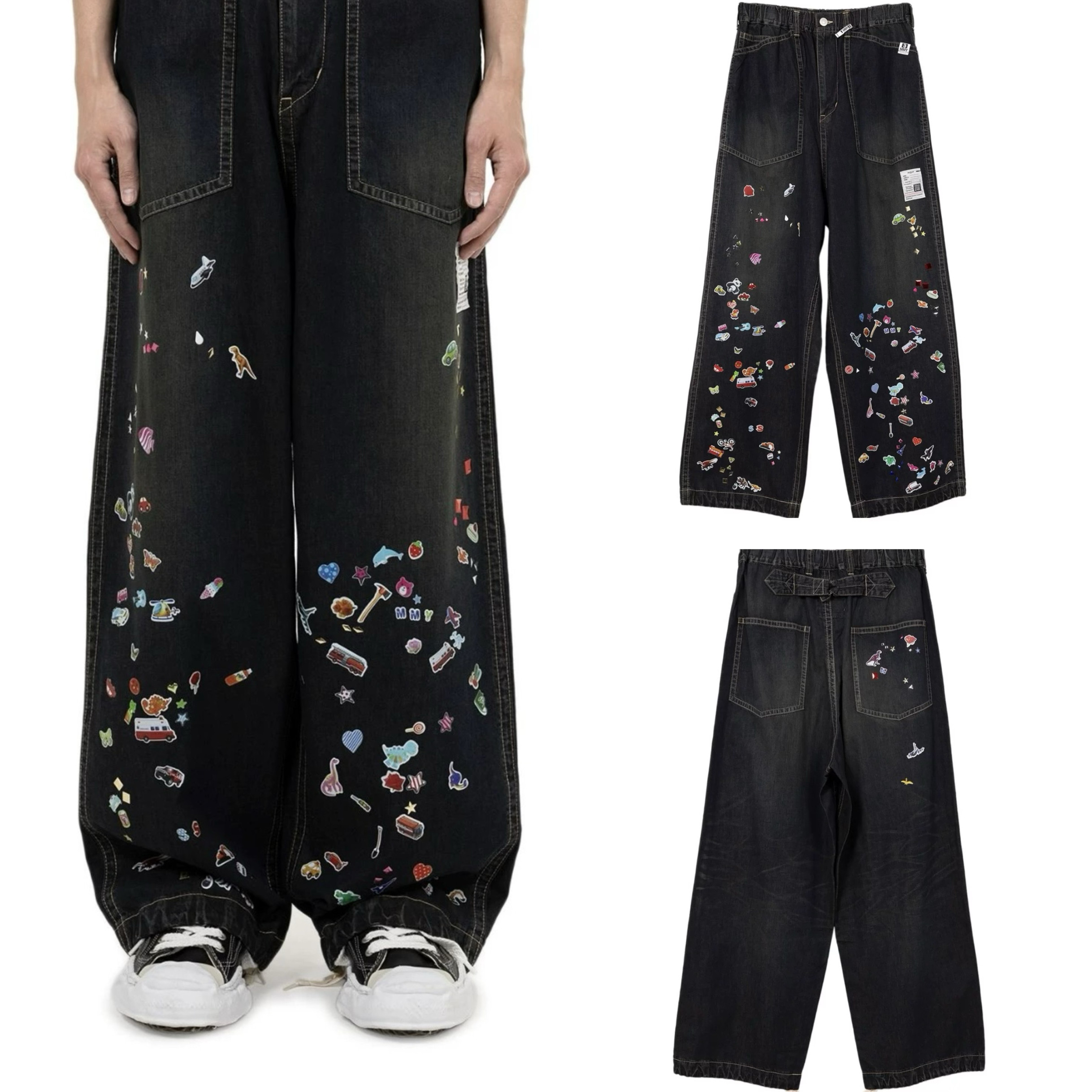 王鹤棣同款Kapital vintage日系洗水做旧复古趣味印花牛仔阔腿裤,男装,牛仔裤,淘宝优惠券,粉丝福利购,淘宝优惠卷