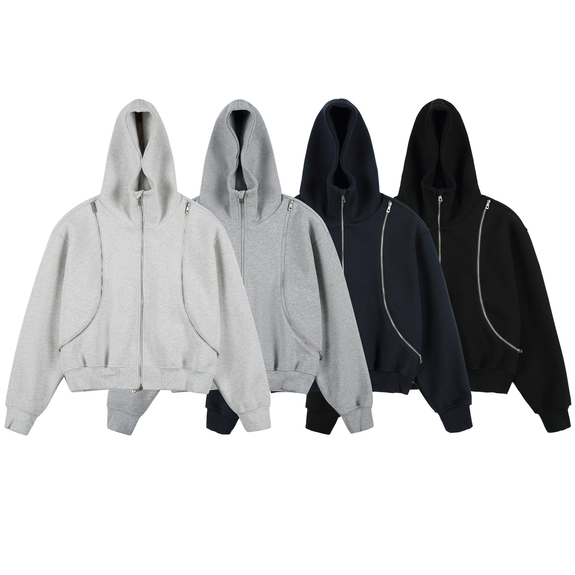 日系500G重磅美式高街cleanfit短款廓形连帽卫衣男女宽松boxy外套