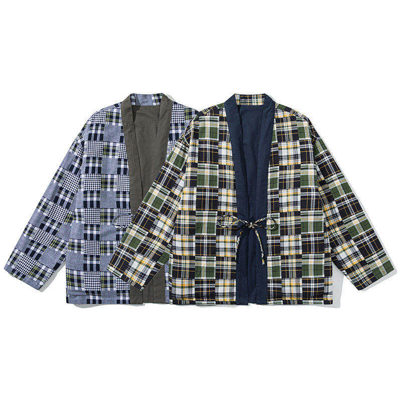 日系 KAPITAL VINTAGE复古拼接双面穿道袍休闲外套男慵懒百搭夹克