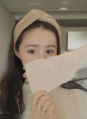 针织交叉发带女洗脸束发带秋冬保暖头带温柔韩系风发饰弹力发箍