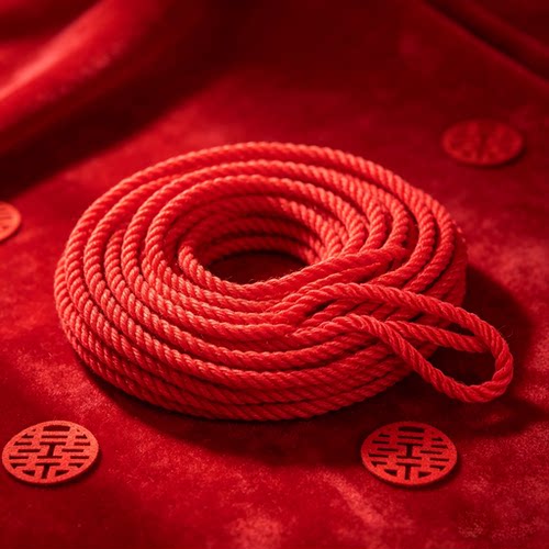 红色粗红绳子捆绑东西用结婚绑