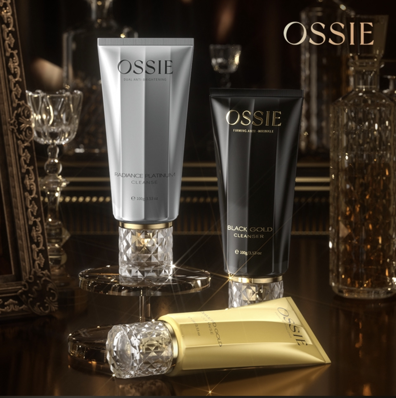 OSSIE紧致抗皱黑钻黑金白金黄金洁面乳深层清洁肌肤控油保湿100g
