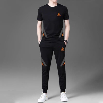 夏季男士冰丝运动套装夏季青少年