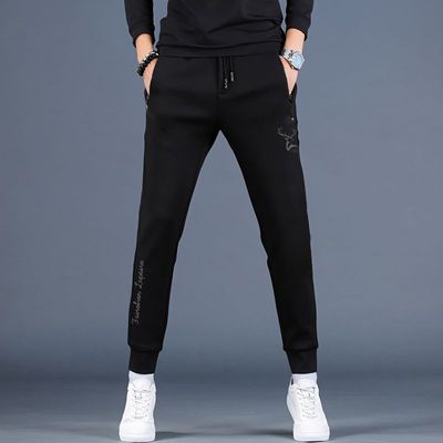 秋冬季加绒加厚青年卫裤