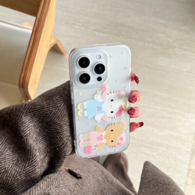 可爱猫咪插画双层手机壳