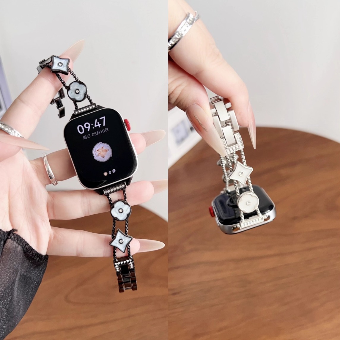 适用华为手环10/9金属四叶草表带