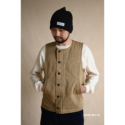 BOURN美式复古羊毛混纺甲板马甲