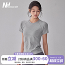 透气速干跑步T恤夏修身 健身女孩圆领弹力瑜伽服短袖 显瘦运动上衣