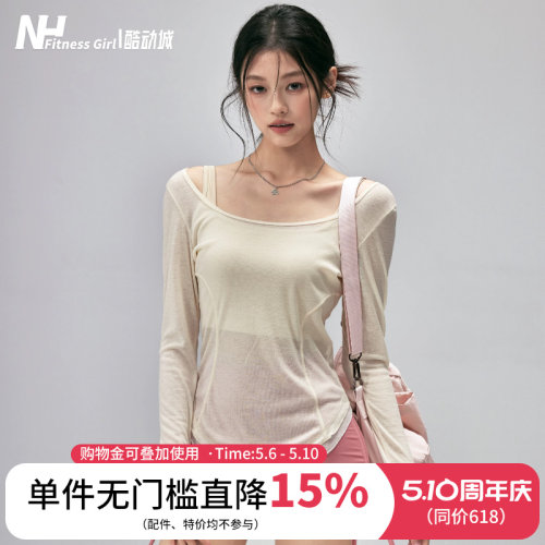健身女孩透气修身显瘦瑜伽罩衫薄
