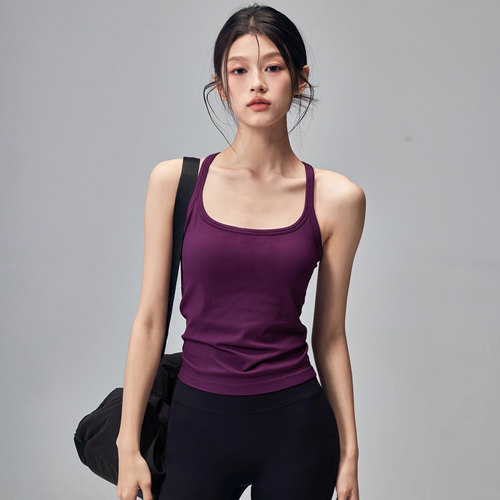 健身女孩一体式防震工字运动背心