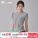 健身女孩圆领弹力瑜伽服短袖 显瘦运动上衣 透气速干跑步T恤夏修身