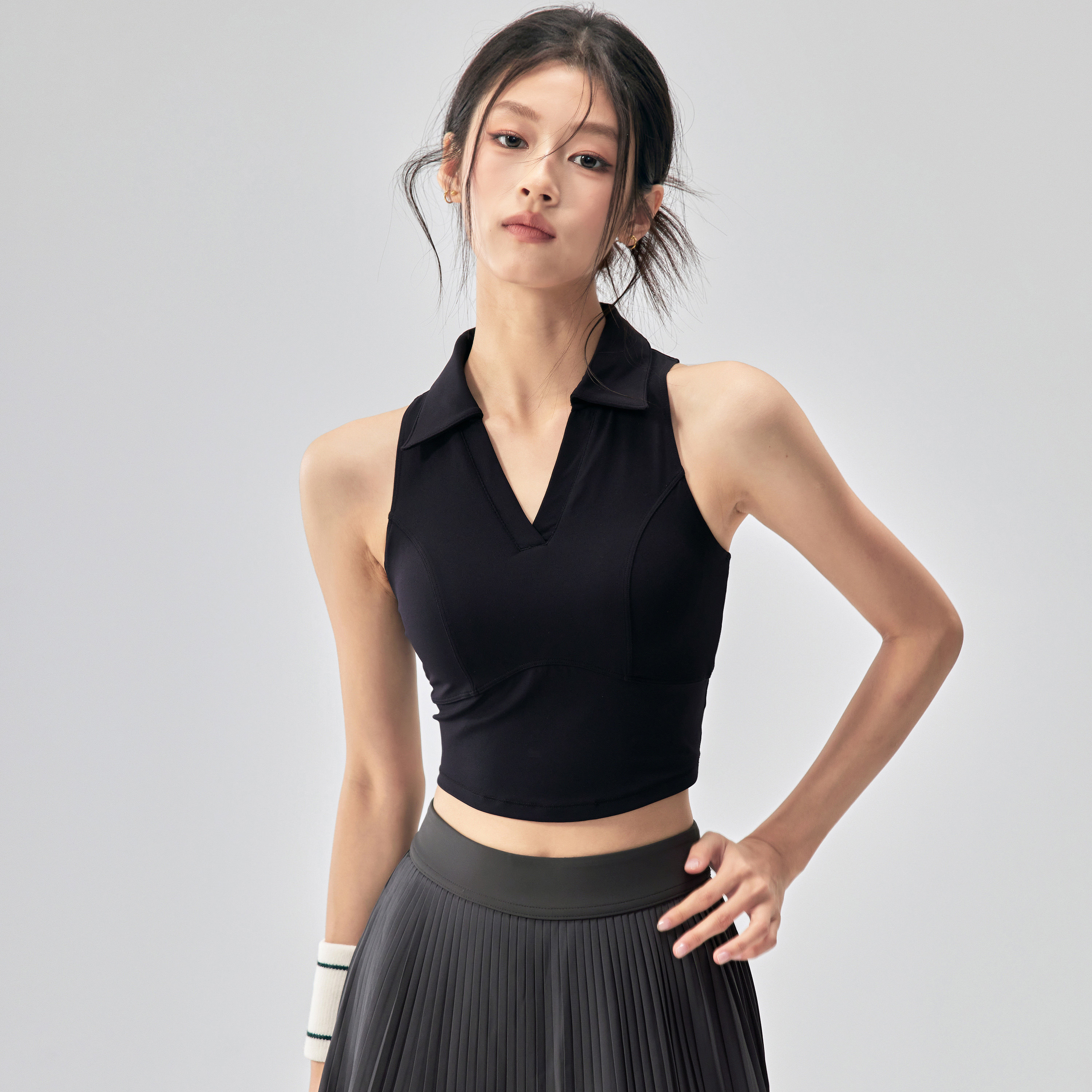 健身女孩一体式运动内衣防震外穿瑜伽服背心polo网球训练跑步上衣