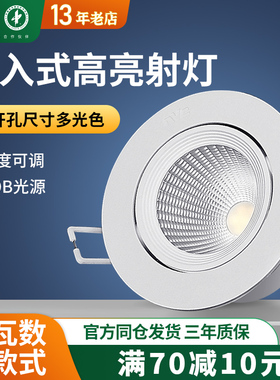 雷士照明cob射灯嵌入式高显色LED全光谱天花筒灯酒店服装店背景墙