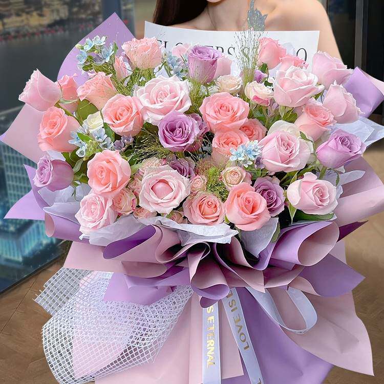 花束玫瑰花绣球混搭生日礼物鲜花速递同城北京天津成都全国店配送