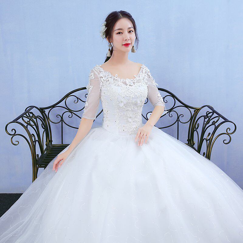 Off Shoulder Wedding dress 2018 new pattern bride marry Korean princess Qi Di Large Long sleeve Show thin Pompous skirtin the Women's clothing/Boutique , Wedding/Cheongsam/Formal dress , Wedding  category - from Buy2taobao.com to provide professional Taobao agent buy service