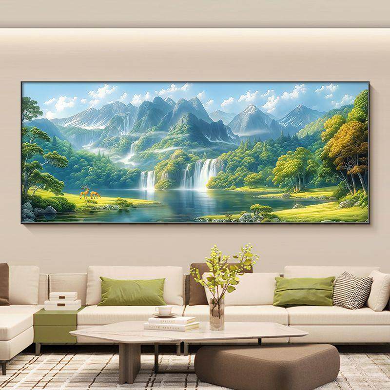 钻石画满钻魔方钻手工点钻贴钻绣客厅山水风景日照金山聚宝盆新款