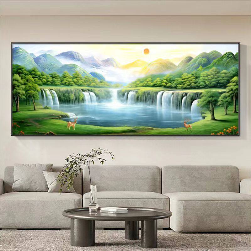 钻石画满钻魔方钻手工点钻贴钻绣客厅山水风景日照金山聚宝盆新款