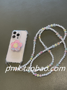 ins少女流沙花朵彩色链条适用iphone14promax斜挎12背带11苹果13手机壳15新款14plus高级xs max硅胶78p挂绳