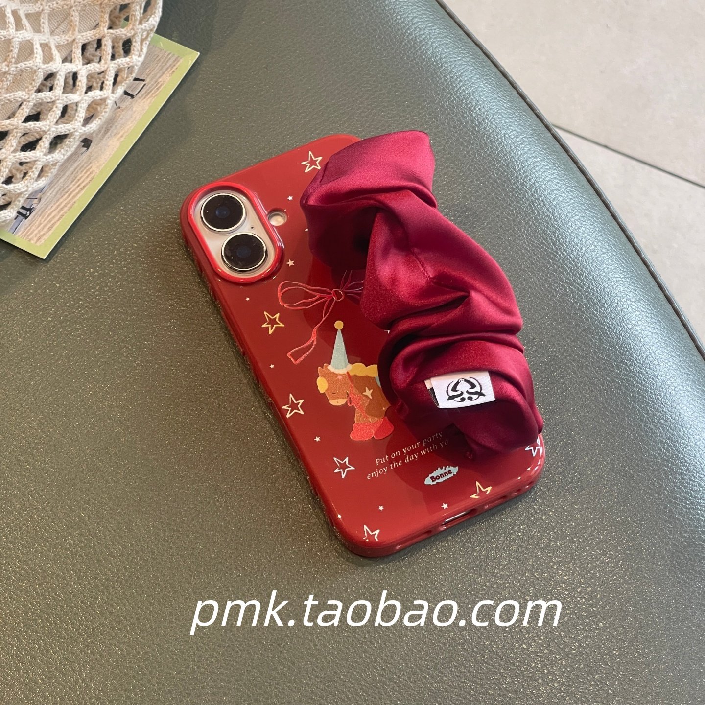 新年红色蝴蝶结小马褶皱弹力丝巾腕带适用苹果17promax手机壳iPhone16pro软15pm卡通喜庆红14光面13保护壳,3C数码配件,手机保护套/壳,淘宝优惠券,粉丝福利购,淘宝优惠卷