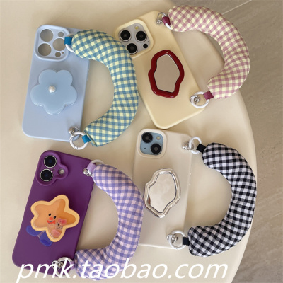小清新格纹手腕带16手机壳