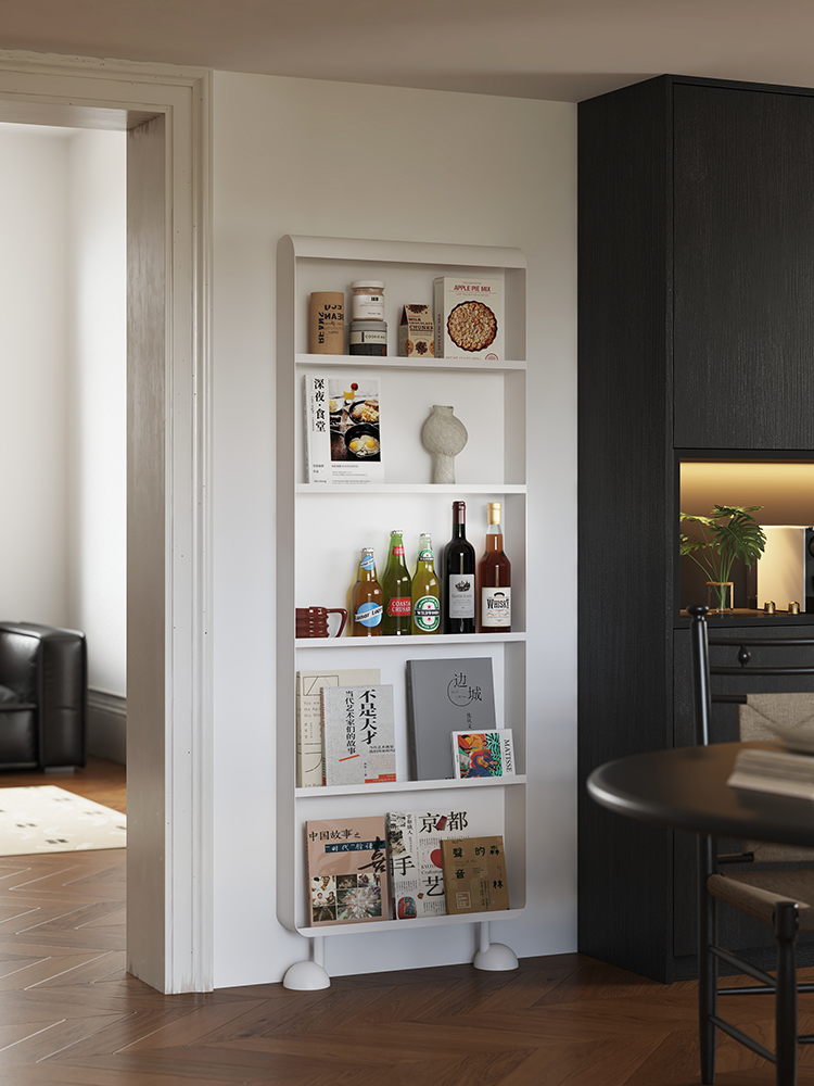 门后超薄书架靠墙收纳柜餐厅卧室落地置物架家用儿童绘本装饰架子