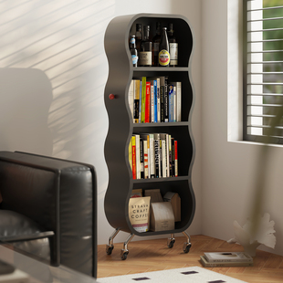 客厅落地书架儿童绘本架落地移动置物架靠墙不占空间简易分层架子