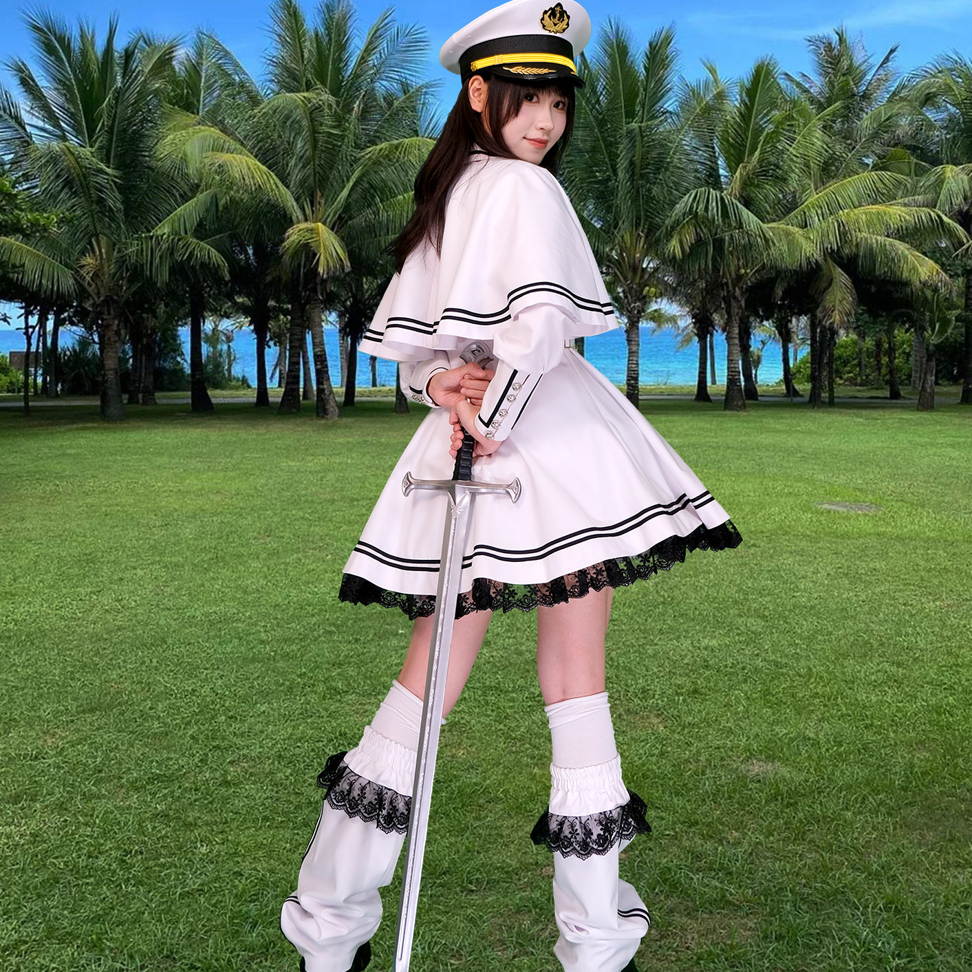 星海战警洛丽塔海军风制服连衣裙女显瘦蕾丝洋装短裙长袖酷飒套装