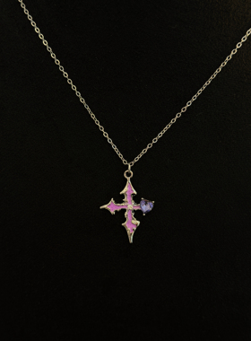 Sage Vintage古着The Purple Cross紫色十字架项链