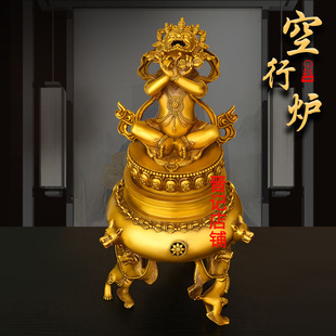 纯铜香炉能食金刚空行母护法铜香薰炉摆件护摩火供炉藏式佛具财神