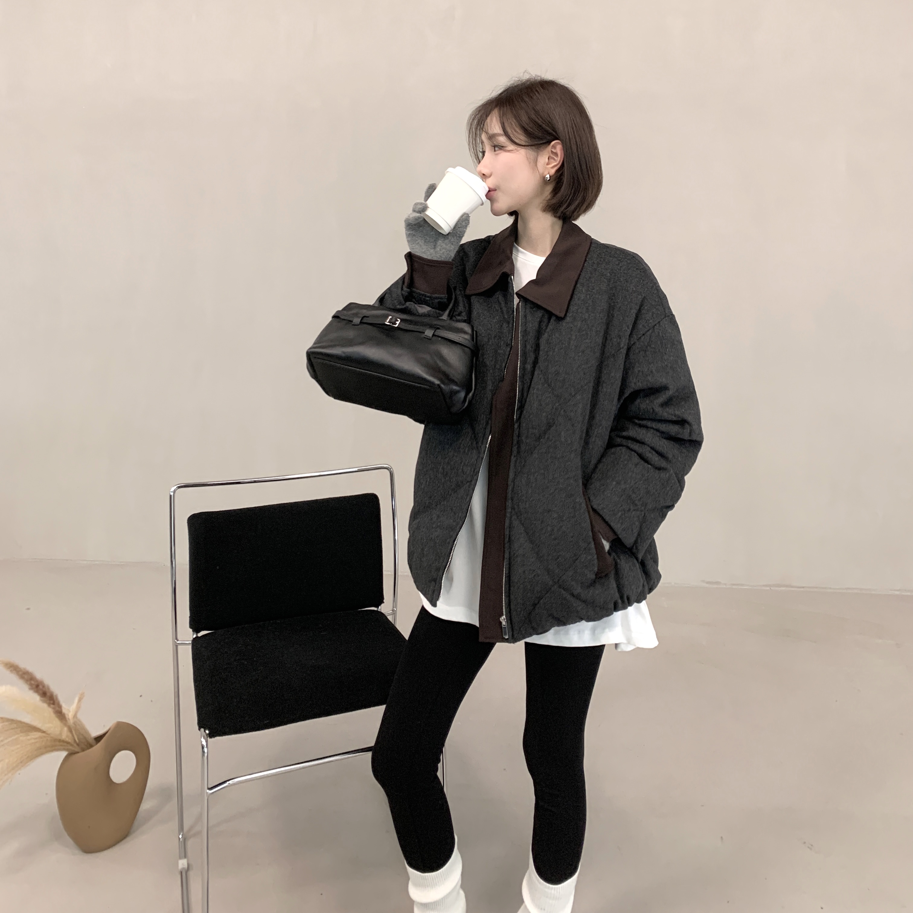 冬季新款白鸭绒西装保暖外套