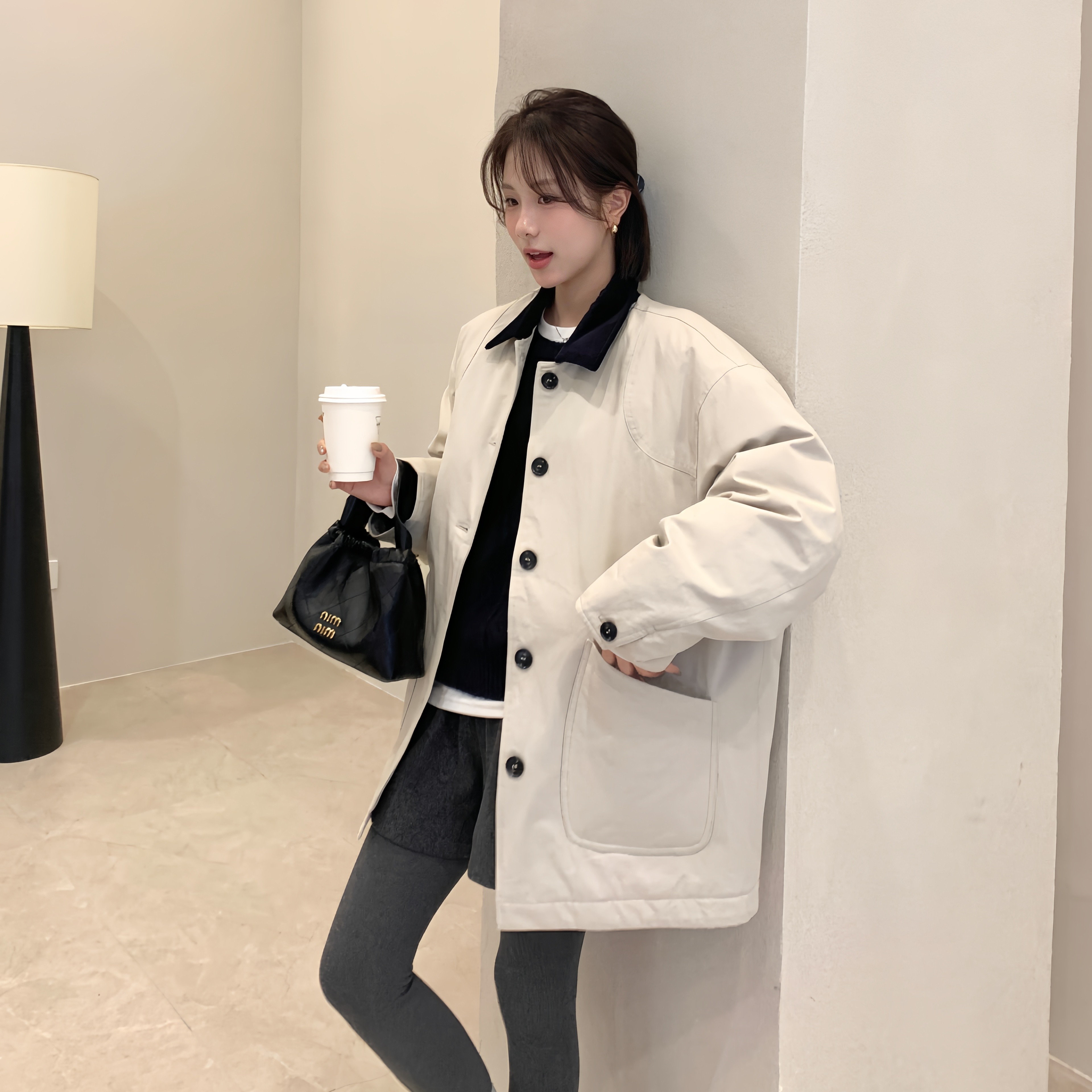 羽绒棉服加厚棉衣外套保暖中长款