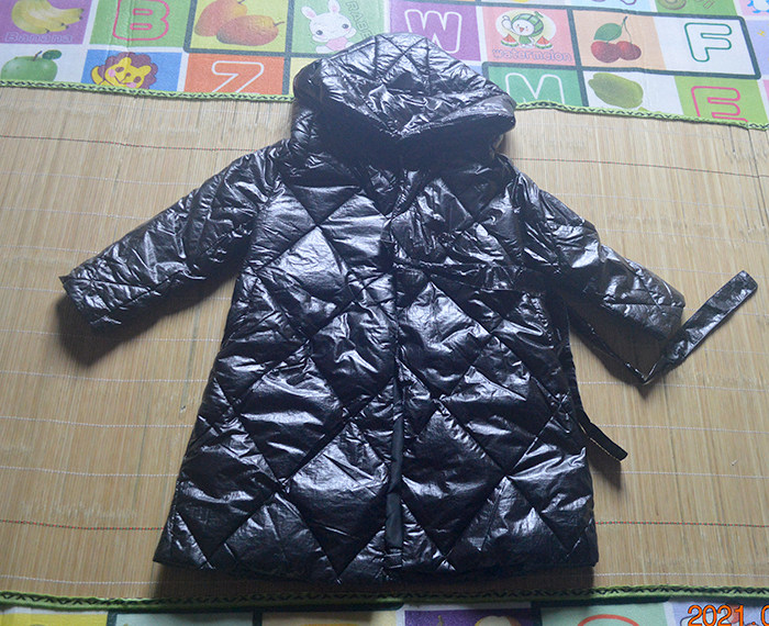 king金果果品牌亮面免洗特卖冬季儿童中大女童中长羽绒服80白鸭绒