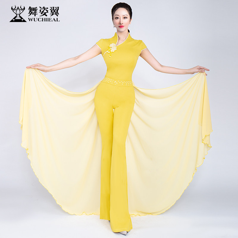 舞姿翼高端修身形体礼仪T台走秀晚礼舞台练功服腰封飘纱