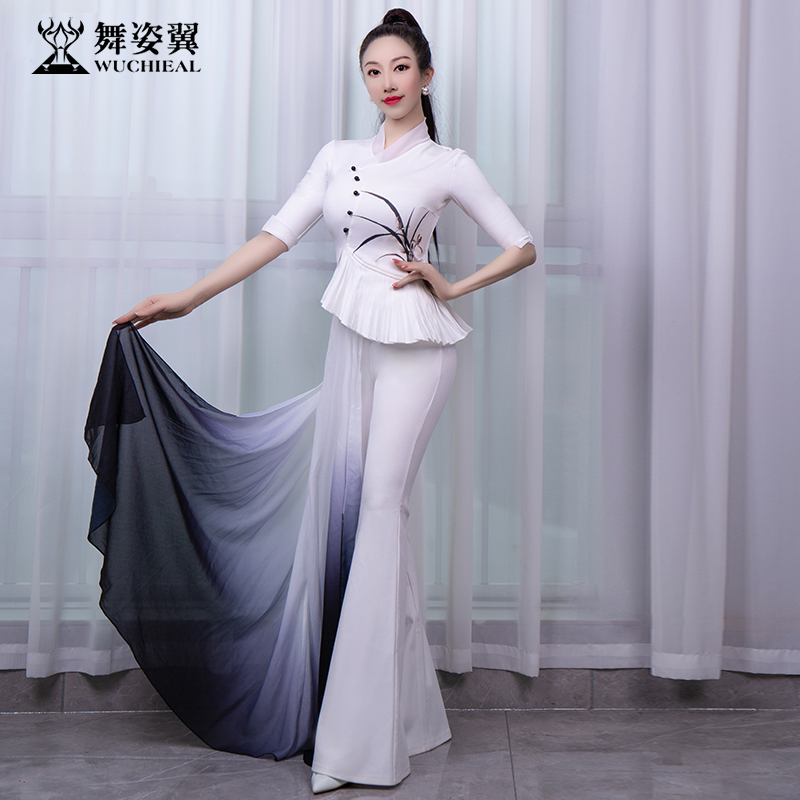 舞姿翼形体服手绘带飘纱