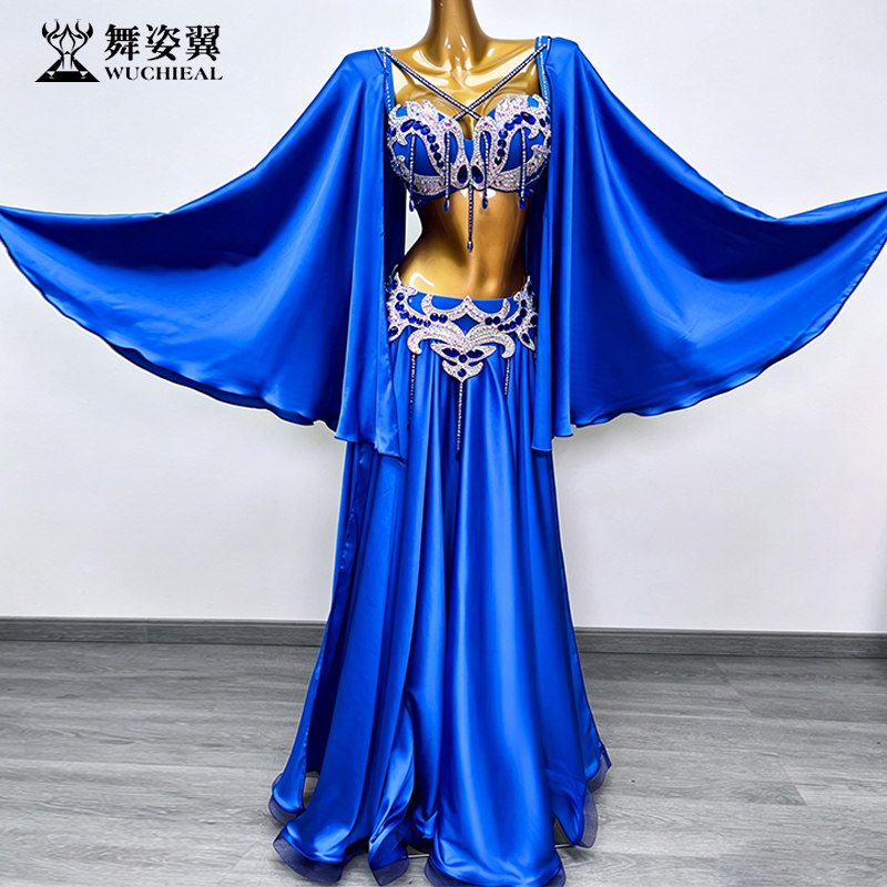舞姿翼肚皮舞服装表演出服连衣裙宝蓝高级感演出服装表演服