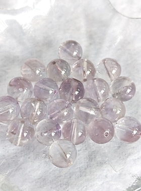 天然全透紫兔毛9mm圆珠单珠项链手链DIY手工配件