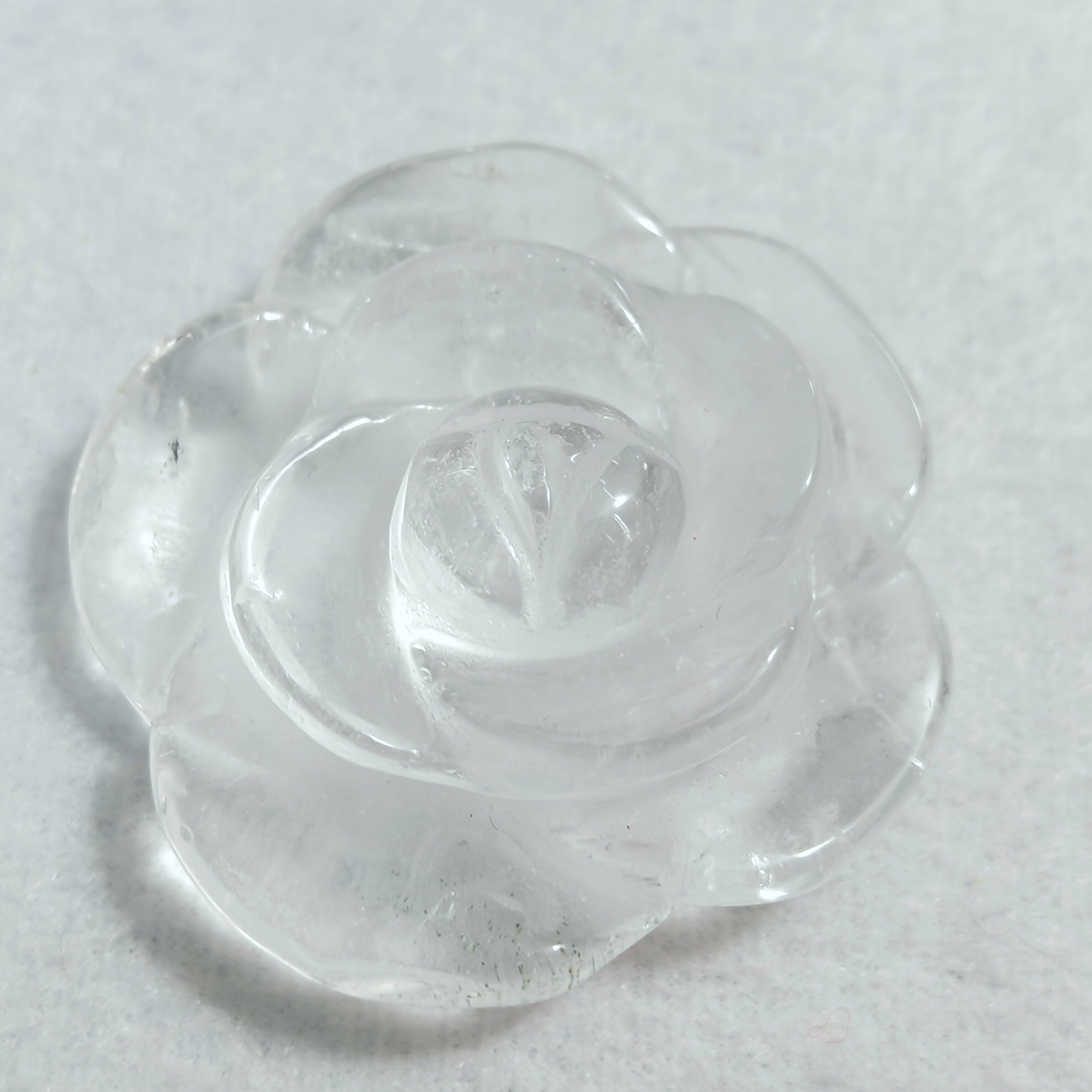 禧芙蓉XFORO白水晶永生花白雪花幽灵雕刻玫瑰花 摆件 水晶消磁石